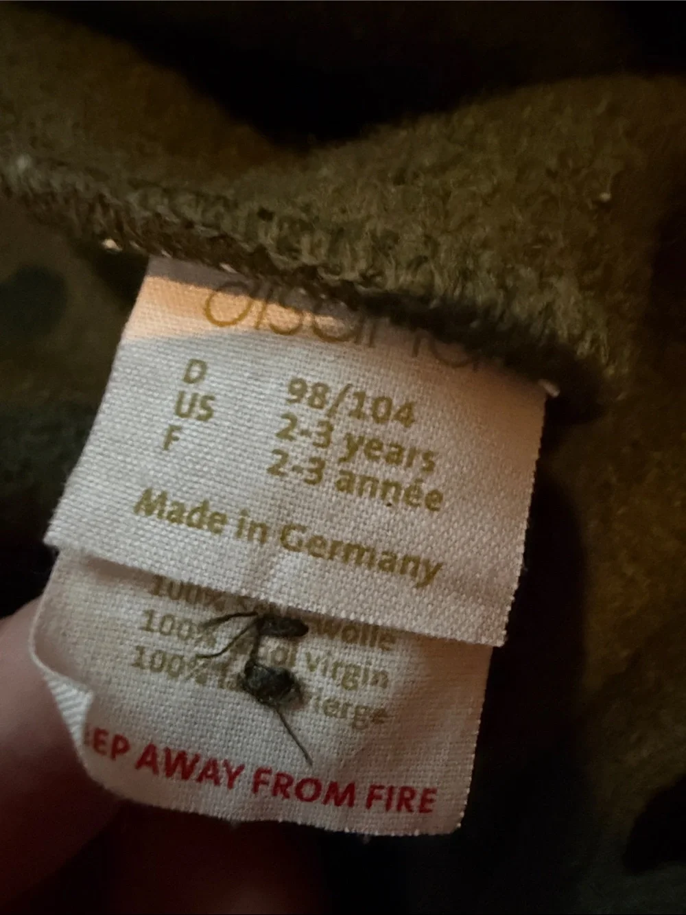 Disana Olive Green Boiled Wool Overall kids size EUR 98/104 US 2-3 years